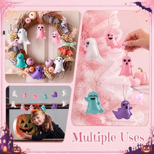 Pastel Halloween Ghost Ornaments - Set of 48 Felt Hanging Decorations for DIY & Parties - Variation: Ghost