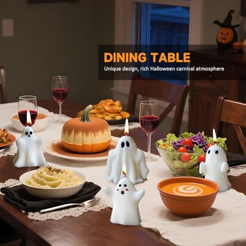Halloween Ghost Scented Candles Set - 4 Tea Light Decorative Candles