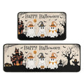 Halloween Ghost Kitchen Rugs Set - Black & White Non-Slip Absorbent Floor Mats, 2-Piece, 17x47 & 17x30 inches - Variation Blackwhite-1
