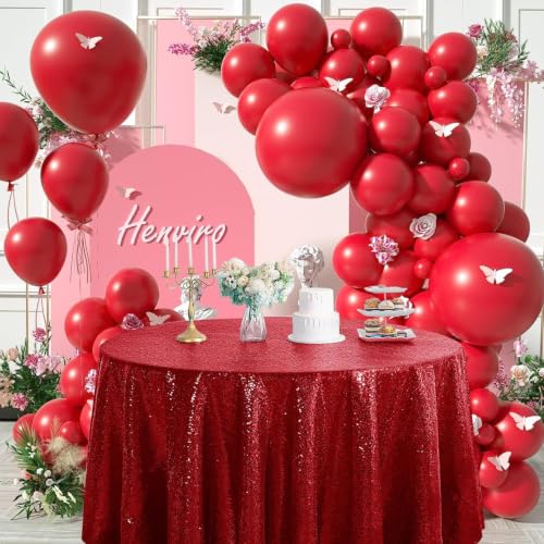Burgundy 120-Inch Round Sequin Tablecloth Glitter Red for Wedding Party