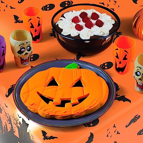 Yellow Halloween Plastic Tablecloths 2-Pack - 108 x 54 Inches Disposable Decor