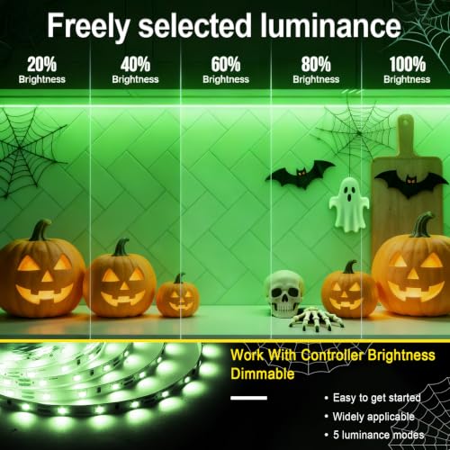 20 FT Green LED Rope Lights - Indoor DIY Cuttable Strip for Room Bathroom Kitchen