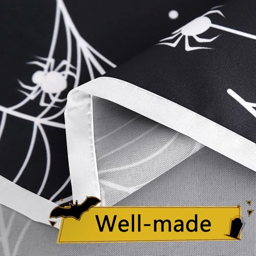 60-Inch Round Halloween Spider Web Waterproof Tablecloth - Black