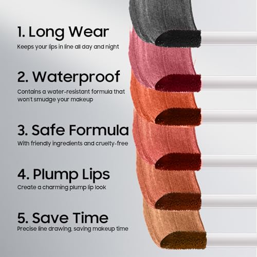 Lip Liner & Peel Off Lip Stain - Long-Lasting Waterproof Lip Makeup (#06 Black)