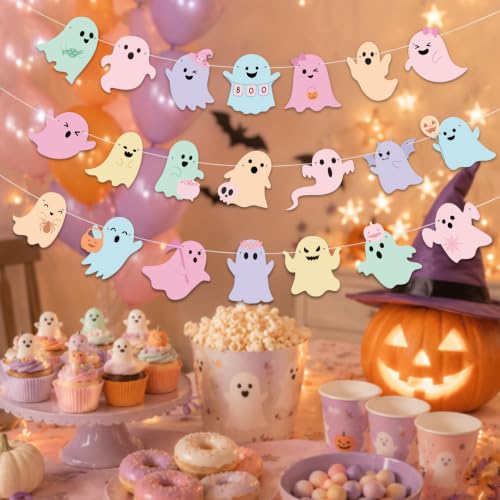 Pastel Ghost Halloween Banner Set - 3PCS Spooky Boo Decorations