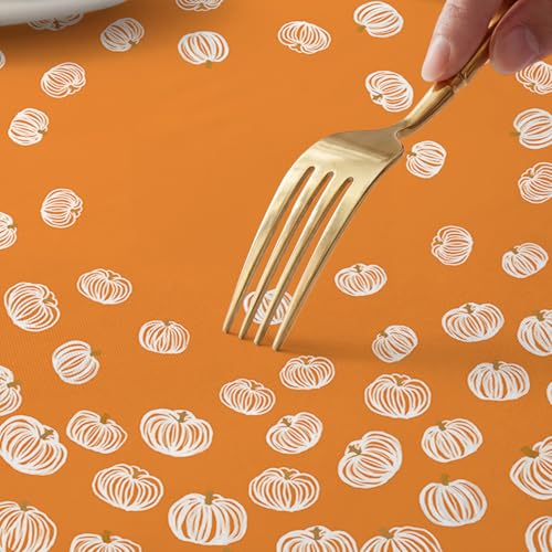 Fall Fitted Tablecloth for 64x44 Inch Oval - Orange Pumpkin Design
