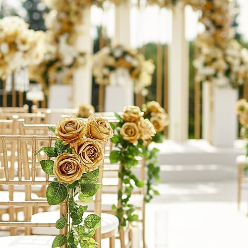 Gold Artificial Roses - 104PCS Fake Rose Flowers for Home Decor & Events