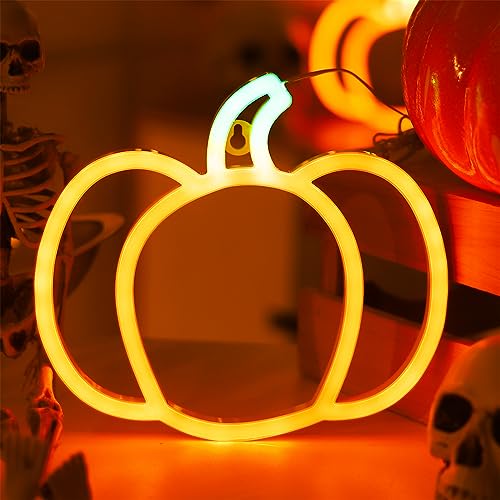 Pumpkin Neon Sign Light - Hang Pumpkin 1 Pack Halloween & Thanksgiving Decor