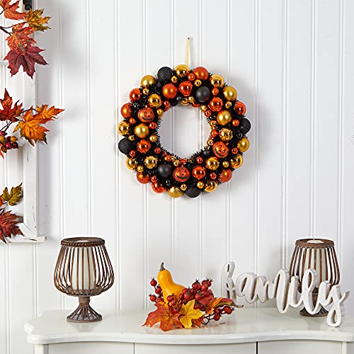 Halloween Pumpkin Wreath - 19-Inch Shatterproof Fall Decor for Door & Wall