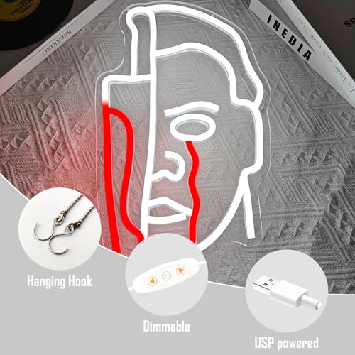 White Horror Movie Neon Sign - Dimmable Wall Decor for Halloween & Parties