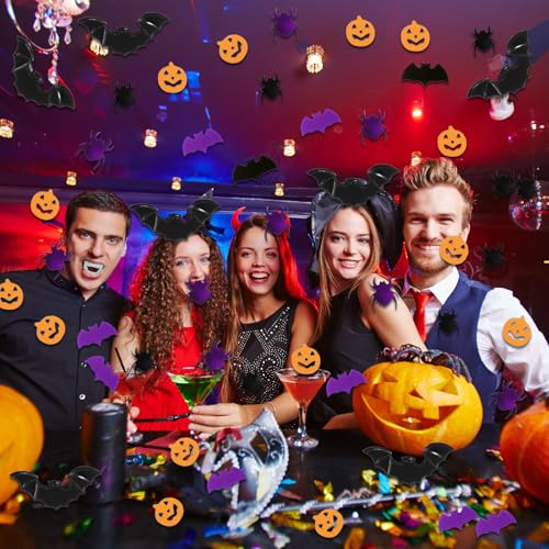 Halloween Party Table Scatter Confetti - Purple Black Bat Foil Decorations - 3000 Pcs
