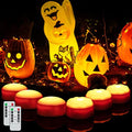 Orange LED Flameless Pumpkin Lights with Remote - 6 Pack Halloween Candle Decor