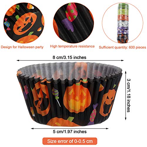 Patelai Halloween Cupcake Liners - Delicate Style, 600 Pieces