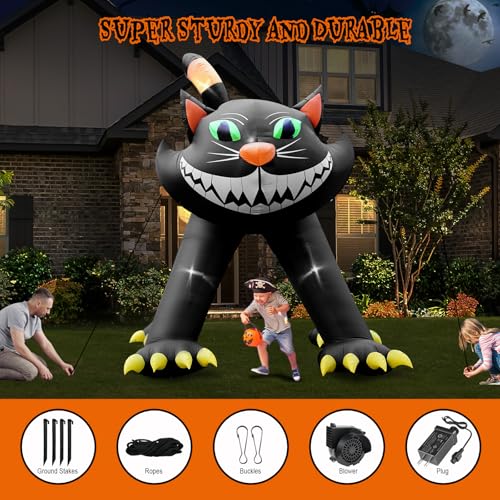 14FT Giant Halloween Inflatable Black Cat with LED Lights - Outdoor Yard Decoration, Indoor Party Supplies - Variation of THIS listing