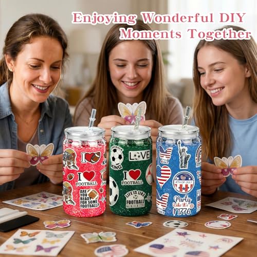 122-Piece Snow Globe Tumbler DIY Kit - 16oz Double Wall Cups, Glitter & Stickers