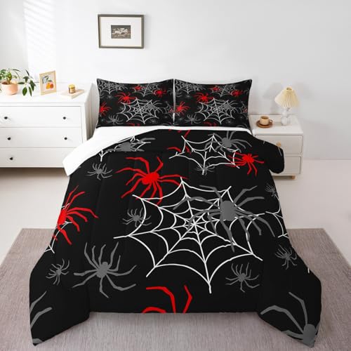 Twin Size Halloween Spider Comforter Set with Pillow Case - Multi 27