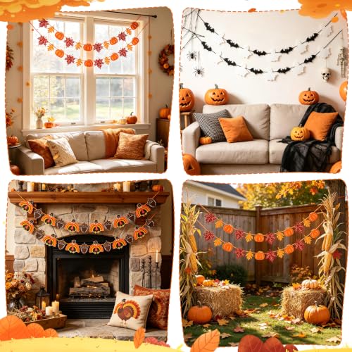 Fall Halloween Thanksgiving Garlands Set 6 Pcs Home Holiday Decorations
