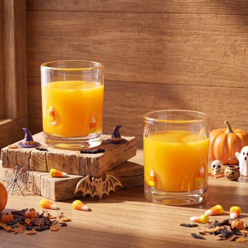 Halloween Candy Corn Juice Glasses Set of 2 - Cute Holiday Drinking Cups