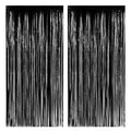 Black Tinsel Curtain Backdrop - 2 Pack PET Fringe Panels, 3.3 x 6.6 FT - Black Variation