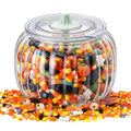 Plastic Halloween Pumpkin Jar with Lid 64oz Airtight Candy Storage - Common Style