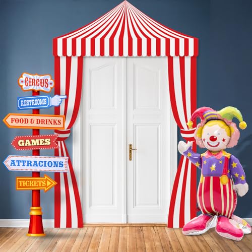 Carnival Circus Party Decorations Set with Tent Sign Clowns and Signboards