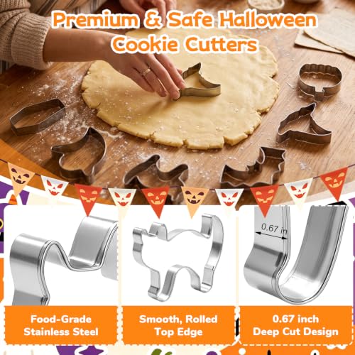 7-Piece Halloween Cookie Cutter Set - Stainless Steel Spooky Shapes for Baking & Crafts