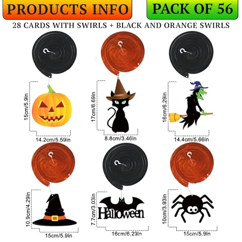 Halloween Hanging Swirls Set - 58 Pieces Ghost Pumpkins Bats Decor