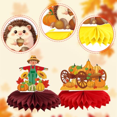 Fall Honeycomb Centerpieces 12pcs for Thanksgiving Party Table Décor - Variation of Fall