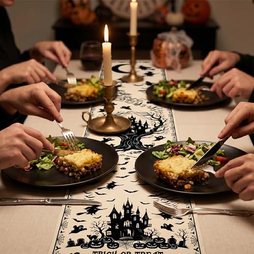 Halloween Table Runner Castle 13x72 Inch Fall Autumn Kitchen Dining Decor