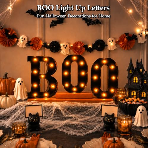 Lighted Halloween BOO Marquee Sign for Indoor Outdoor Decor - Spooky Home Party Accent