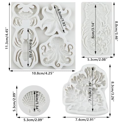 Marine Theme Silicone Mold Set of 4 for Cake Decorating & Crafts - Style D