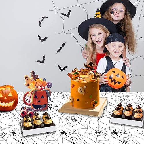 White Spider Web Halloween & Christmas Plastic Table Cover - 54 x 108 in - 2 Pack
