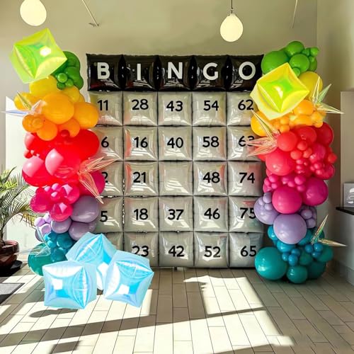 Black and White Square Foil Balloon Backdrop Kit for Parties - 25pcs