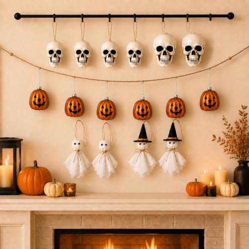 Halloween Tree Decorations 16 Pack Ghost Pumpkin Skull Ornaments Set