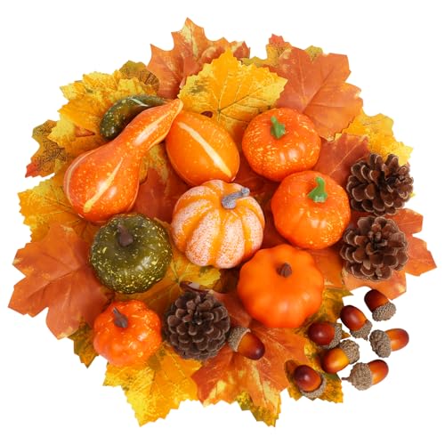 34PCS Fall Pumpkin Decor Set for Autumn Thanksgiving Home Celebration