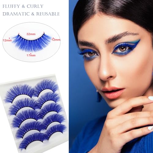 Colorful Blue False Eyelashes for Makeup & Costume - Dark Blue (MQ304-Dark Blue)