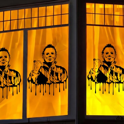 Halloween Horror Window Clings Set - Spooky Silhouette Decals for Doors & Glass