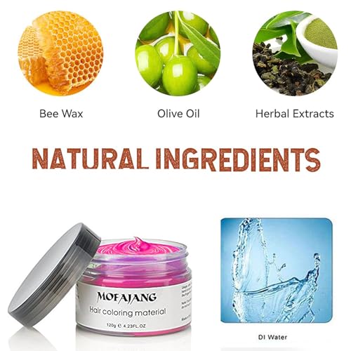 Pink Temporary Hair Color Wax - Washable Styling Clay for Kids Teens Adults