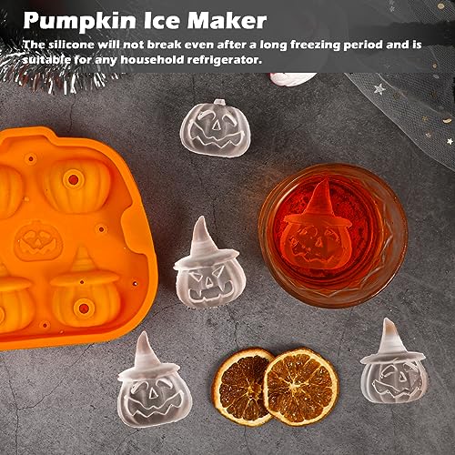 Halloween Pumpkin Ice Cube Mold Silicone 3D Jack O Lantern for Whiskey Cocktails