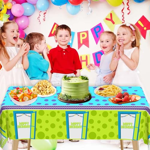 Monster Tablecloths Set - Plastic Party Covers for Birthday & Halloween
