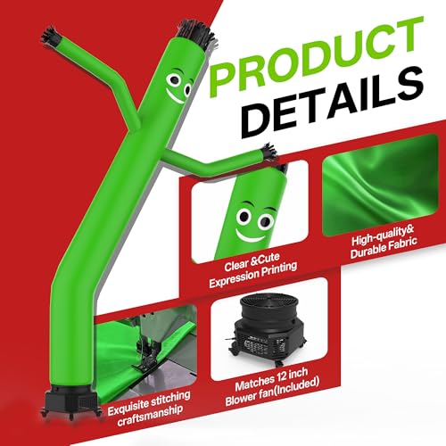 10 ft Inflatable Tube Man with Blower Fan - Wavy Wacky Tube for Outdoor Decoration - Green / 10ft