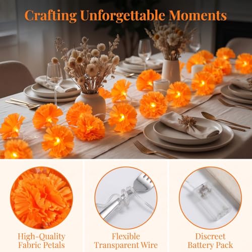 4 Pack LED Marigold String Lights for Diwali Halloween Indoor Outdoor Decoration