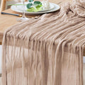 Nude Pink Cheesecloth Table Runner 10FT Boho Sheer Linen for Weddings & Events - 1 Pack