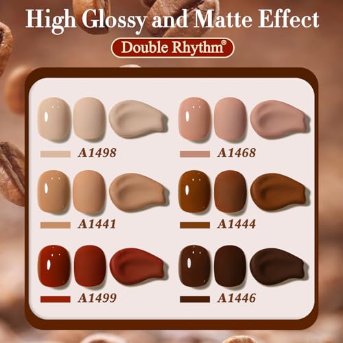 Coffee Brown Gel Nail Polish Set - 6 Colors, 15ml Soak Off UV & LED