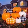 Leyndo 5.91 ft Plaid Stacked Pumpkin Inflatable Outdoor Decoration - Harvest Fall Yard Decor