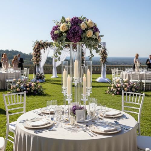 Clear Acrylic 2-in-1 Candelabra and Centerpiece Stand - 23.6 Inch, Variation: Clear