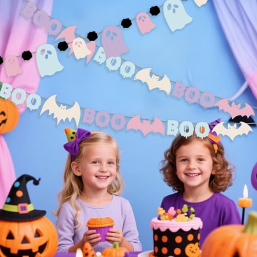 Pastel Halloween Banner Decor Ghost Garland for Girls' Parties