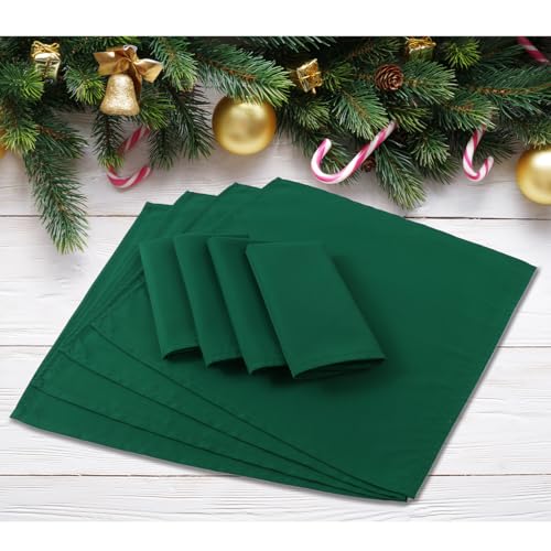 Set of 24 Washable Microfiber Cloth Napkins - 18x18 Inches, Kelly Green