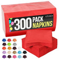 Party Solids Red Luncheon Paper Napkins Bulk 300 Pcs - Disposable, 2-Ply, Absorbent for Parties