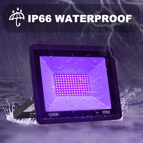 4 Pack 100W LED Black Lights Floodlights Outdoor Waterproof UV Spotlights for Party Halloween